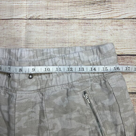 Athleta Camo Tide Linen Joggers Pants Gray Size 8 Zipper Pockets - Picture 6 of 11